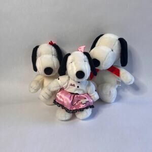 3 Camp Snoopy Plush Dolls-Snoopy, Belle & Aurora with Tags-Vintage Peanuts Toys